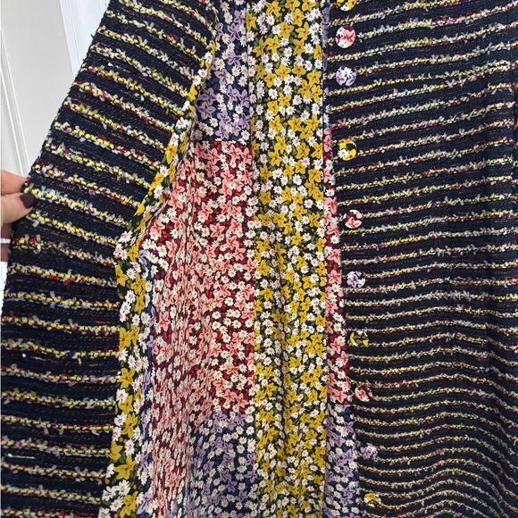 CAbi Black Multicolor Textured Jacket includes a tie belt - Picture 3 of 3